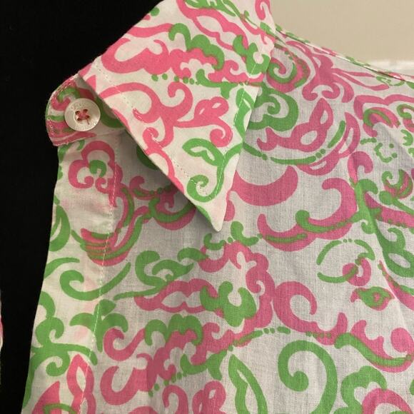 LILLY PULITZER peanut island button front long sleeve shirt white label size 2 - Picture 5 of 9